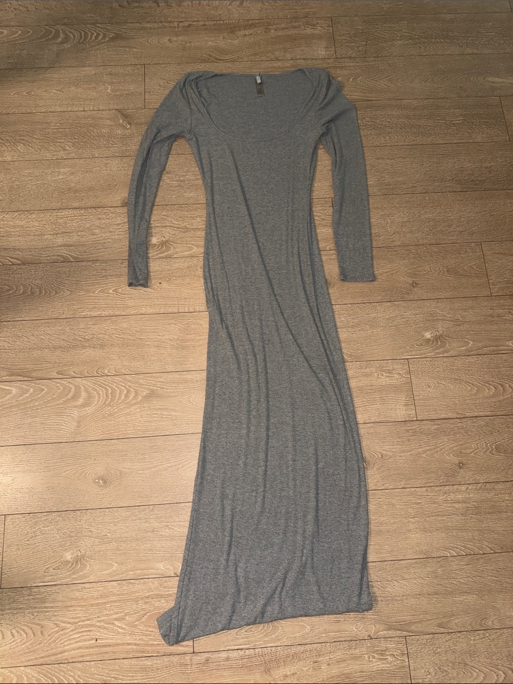 SKIMS Long-Sleeve Maxi Dress in Heather Gray